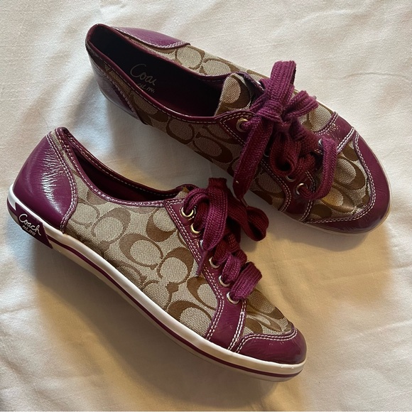 Like New Classic COACH Sneakers with Pop of Color - Picture 1 of 3